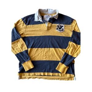 Vtg American Eagle Outfitters Blue Yellow Striped L Rugby Long Sleeve Shirt